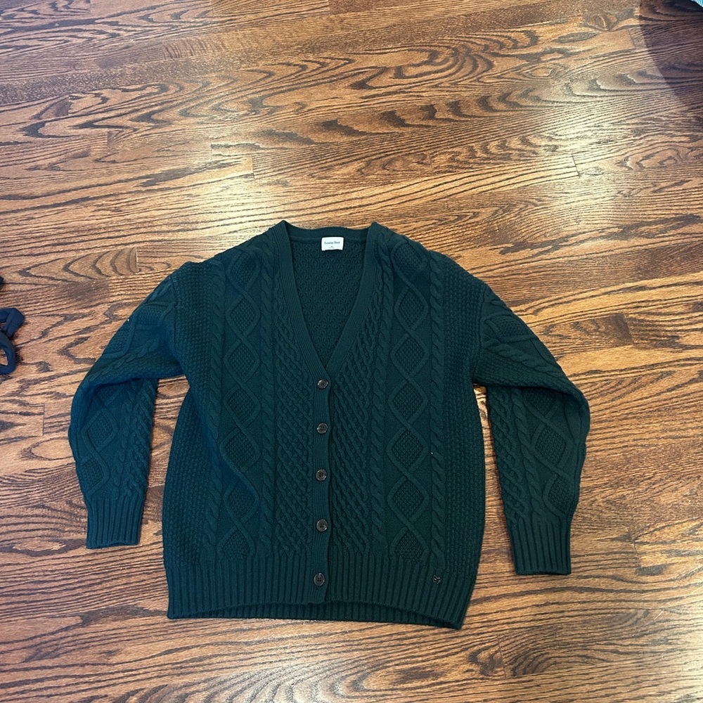Sunday Best Green Cable Knit Cardigan Sweater